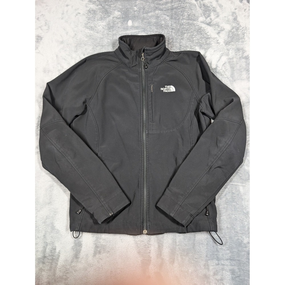 North Face Jacket Womens Medium Black Softshell Full Zip Windbreaker Outdoor